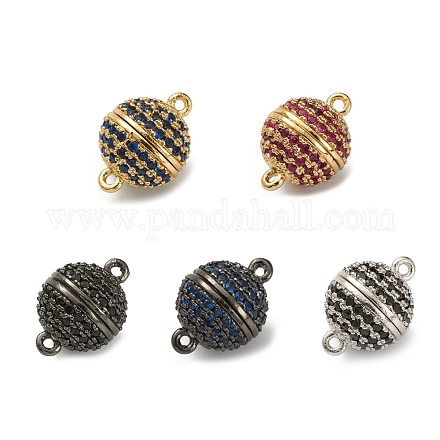 Brass Micro Pave Cubic Zirconia Magnetic Clasps with Loops ZIRC-L075-49B-1
