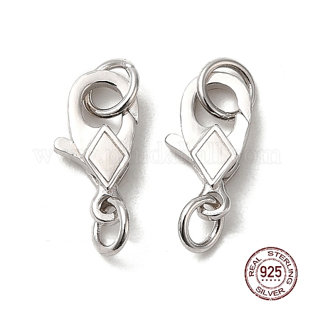 Cierres de mosquetón de plata de primera ley con baño de rodio y anillas STER-D006-22P-1