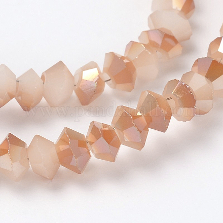 Half Rainbow Plated Faceted Bicone Glass Beads Strands EGLA-J099-HR01-1