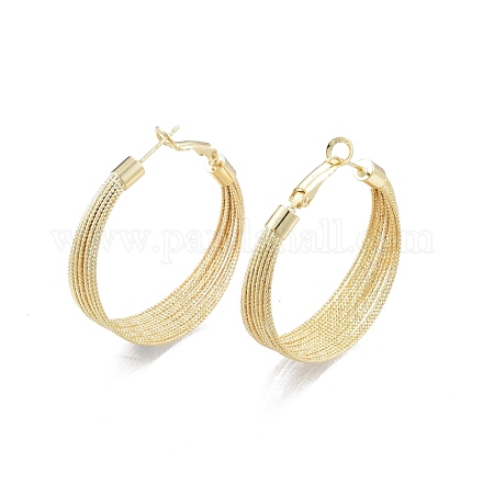 Brass Multi-sting Wrapped Hoop Earrings for Women EJEW-P205-12G-1