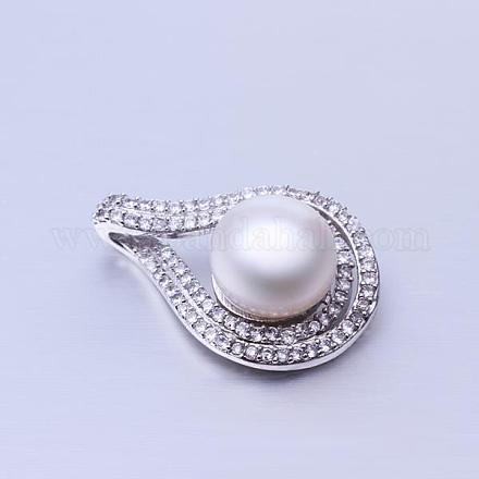 Beau laiton strass et imitation perle pendentifs pour petite amie meilleur cadeau KY-BB10214-1