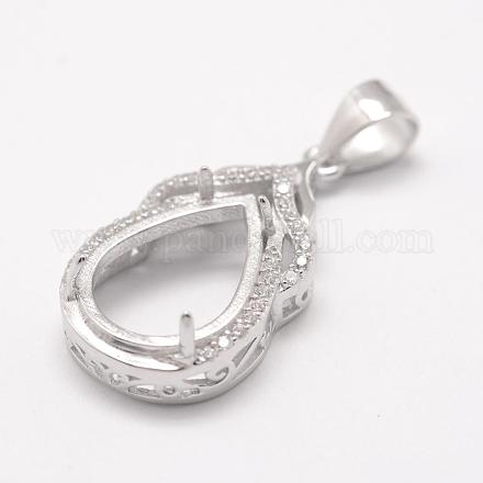 925 Sterling Silver Pendant Claw Cabochon Settings STER-K034-14-1