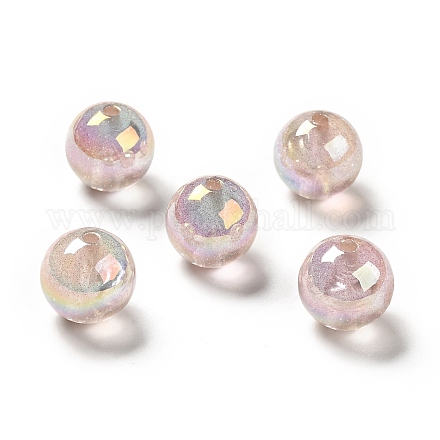 Perlas de acrílico iridiscentes arcoíris transparentes chapadas en uv OACR-D010-01A-1