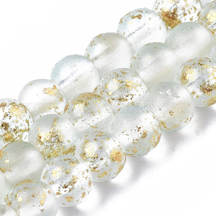 Frosted Spray Painted Glass Beads Strands GLAA-N035-03A-C09-1