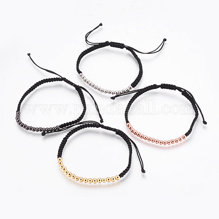 Bracelets de perles tressés en laiton réglables BJEW-JB03778-1