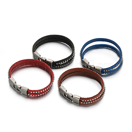Punk Rock Style Unisex Retro Leather Cord Bracelets BJEW-M152-01-1