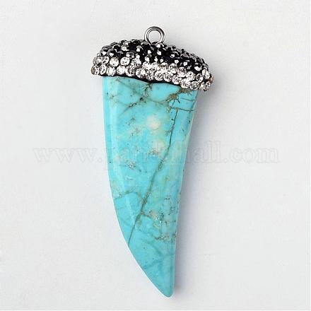 Corne italienne pendentifs turquoise synthétique G-K098-04-1