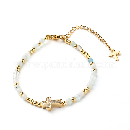 Bracelet en perles de zircone cubique croix pour fille femme BJEW-JB06848-04-1