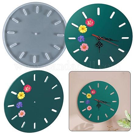 Moules en silicone de décoration murale d'horloge ronde plate X-SIMO-PW0001-421-1