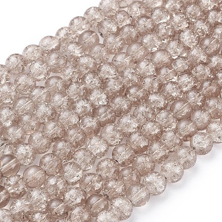 8 rotonde perle di vetro crackle mm Burlywood trefoli per fare gioielli X-CCG-Q001-8mm-07-1