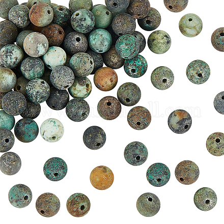 Olycraft gefrostet natürlicher afrikanischer Türkis (Jaspis) runde Perlenstränge G-OC0001-79B-1