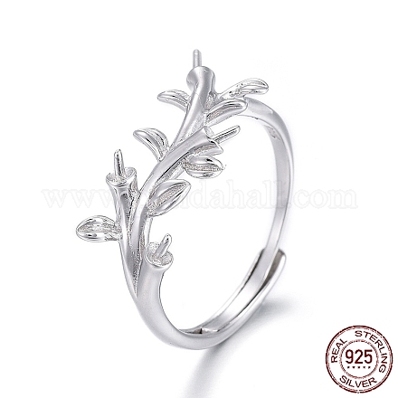 Rhodium Plated 925 Sterling Silver Cuff Rings STER-F048-14P-1