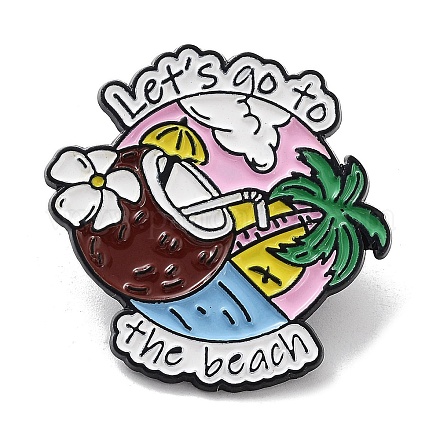 Serie di vacanze estive andiamo alla spiaggia spilla con spilla smaltata in lega di albero di cocco JEWB-C029-09D-1