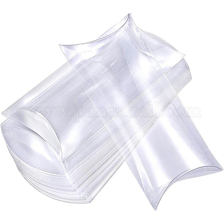 ポリ塩化ビニールのプラスチック枕箱  ギフトキャンディー透明梱包箱  透明  14x6.4x2.45cm CON-WH0068-26-1