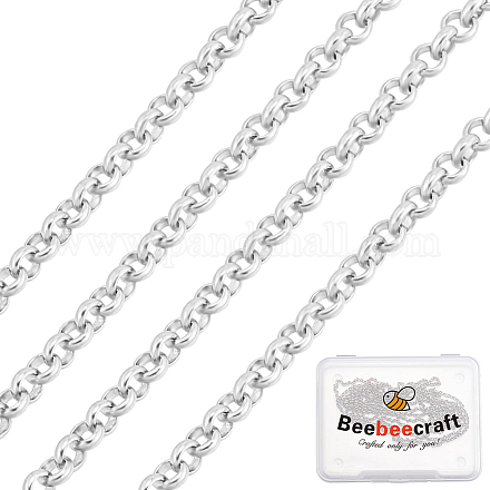 Beebeecraft 1 Box 1M Belcher Chain Sterling Silver Oval Round Rolo Necklace Cable Chains for Bracelet DIY Jewellery Making STER-BBC0005-84-1