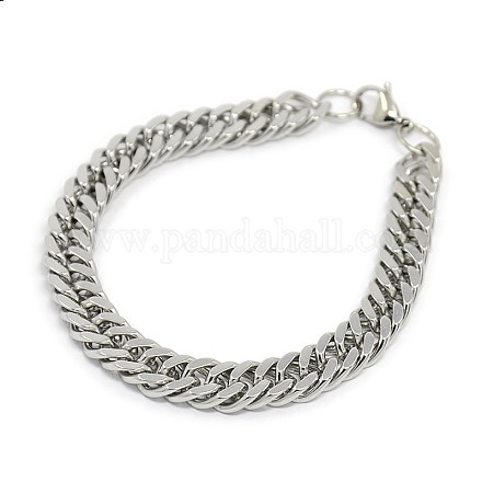 Fashionable 304 Stainless Steel Cuban Link Chain Bracelets STAS-A028-B064P-1