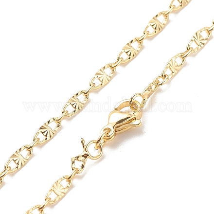 Halskette mit ovalen Gliederketten aus Messing für Frauen X-NJEW-P265-25G-1