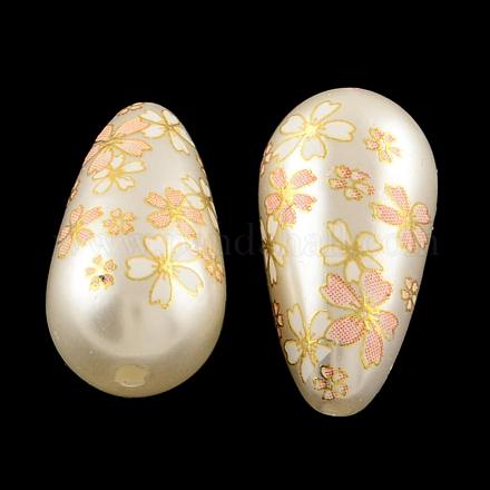 Perles acryliques imprimées en forme de larme OACR-R013-B02-1