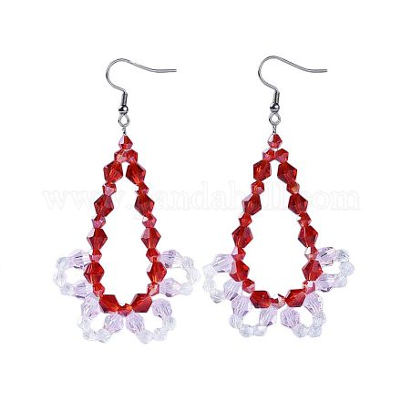 Glass Beads Dangle Earrings EJEW-JE02987-04-1
