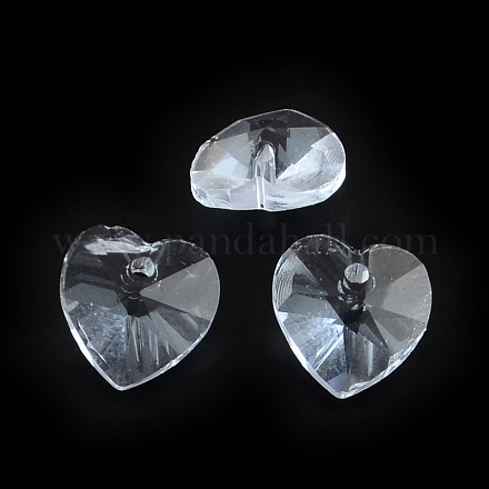Coeur facettes pendentifs breloque en verre transparent GLAA-S054-13-1