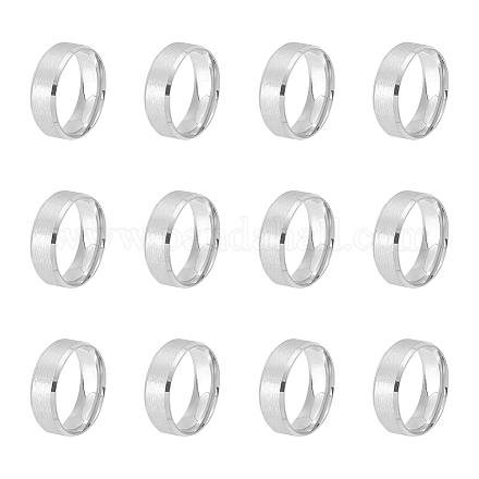 Unicraftale 12 pz 201 anello a fascia semplice in acciaio inossidabile per uomo donna RJEW-UN0002-44A-1