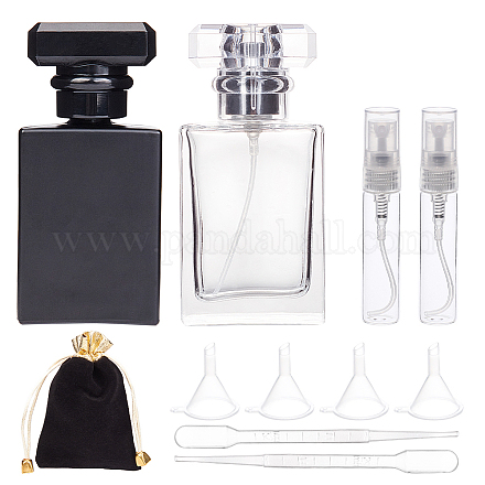 Benecreat 2 piezas 30 ml botellas de perfume de vidrio cuadrado atomizador botella vacía con 2 piezas botella de spray de plástico de 5 ml DIY-BC0001-93-1