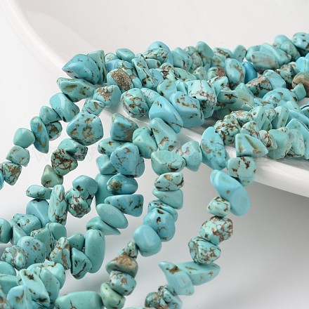 Chapelets de perles de pépites en turquoise synthétique G-M344-25-1