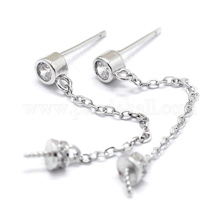 925 Sterling Silver Cubic Zirconia Stud Earring Findings STER-I016-071P-1