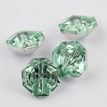 2-Hoyo botones de octágono de acrílico Diamante de imitación de Taiwán BUTT-F016-10mm-21-1