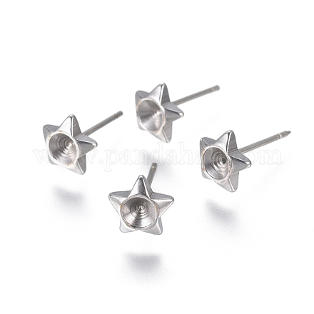 304 Stainless Steel Ear Stud Components STAS-F222-042-1