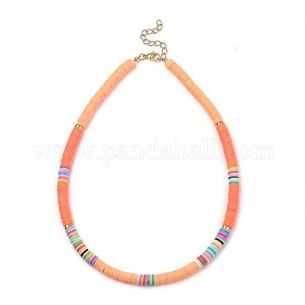 Handmade Polymer Clay Heishi Beaded Necklaces NJEW-JN02910-03-1