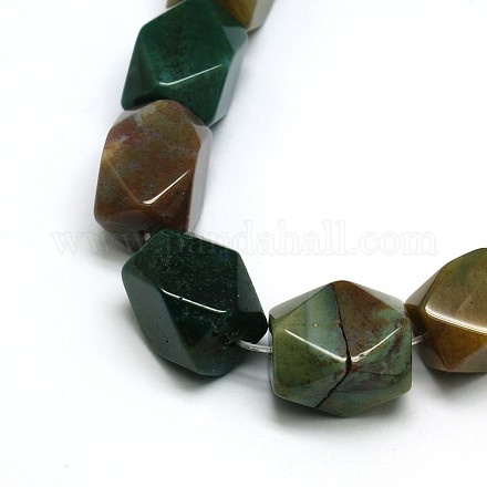 Polyhedron Natural Moss Agate Bead Strands G-M233-06-1
