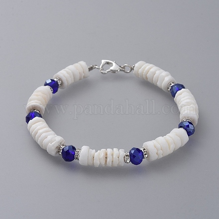 Heishi Beads Beaded Bracelets BJEW-JB04747-01-1