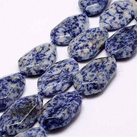 Perles de jaspe tache bleue naturelle G-A171-09I-1
