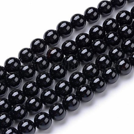 Natural Black Onyx Round Bead Strands G-T055-12mm-10-1