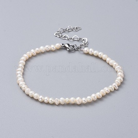 Natürliche Süßwasserperlen Perlen Armbänder BJEW-JB04618-1