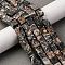 Natural Map Stone Beads Strands, Cube, Black, 8~9x8~9x8~9mm, Hole: 1.2mm, about 46pcs/strand, 15.31''(38.9cm)