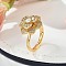 Rotatable Finger Rings for Women, Brass Micro Pave Clear Cubic Zirconia Fidget Spinner Rings, Flower, Inner Diameter: 18mm, flower: 16.5x15mm