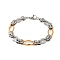 201 Stainless Steel Link Chain Bracelets, with 304 Stainless Steel Clasps, Golden & Stainless Steel Color, 8-5/8 inch(22cm)