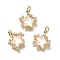 Brass Micro Pave Cubic Zirconia Charms, Star, with Glass & Glitter Powder & Loop, Long-Lasting, Lead Free & Cadmium Free, White, Real 18K Gold Plated, 12.5x12x4mm, Hole: 2mm