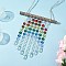 Glass Teardrop & Octagonal Beads Hanging Suncatchers, Rainbow Maker, for Garden & Home Decoration, with Wood Stick, Colorful, 500mm