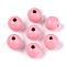 Spray Painted Round Natural Schima Wood Beads, Pink, 11.8~12.5x11mm, Hole: 2.5~3mm