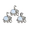 Opalite Pendants, Rack Plating Brass Rhinestone Elephant Charms, Platinum, Cadmium Free & Lead Free, 17.5x20.5x8mm, Hole: 5x8mm