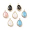 Rack Plating Brass Resin Imitate Opal Pendants, Golden, Teardrop, Mixed Color, 19x12.5x6.5mm, Hole: 1.2mm