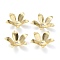 Brass Bead Cap, Long-Lasting Plated, 5-Petal Flower, Real 24K Gold Plated, 14x3mm, Hole: 1.5mm