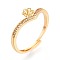 Flower Brass Micro Pave Cubic Zirconia Cup Peg Ring Settings, Adjustable Ring Settings for Half Drilled Beads, Real 18K Gold Plated, 7mm, Inner Diameter: 18.2mm, Pin: 0.6~0.8mm
