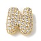Brass Micro Pave Cubic Zirconia Beads, Letter, Rack Plating, Long-Lasting Plated, Real 18K Gold Plated, Letter N, 10.5x9.5x4.5mm, Hole: 2.5x2mm