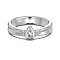Rhodium Plated 925 Sterling Silver Micro Pave Cubic Zirconia Finger Rings for Women, Teardrop, Platinum, 5~6mm, US Size 6 3/4(17.1mm)
