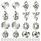 16Pcs 8 Style 201 Stainless Steel Pendants, with 304 Stainless Steel Jump Rings, Rhombus & Triangle & Heart & Oval & Nugget Charms, Stainless Steel Color, 6~32.5x6~23x0.5~1mm, Hole: 1.2~1.6mm, 2Pcs/style