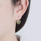 Brass Cubic Zirconia Clip-on Earrings, Heart, Platinum, Dark Khaki, 16x7mm